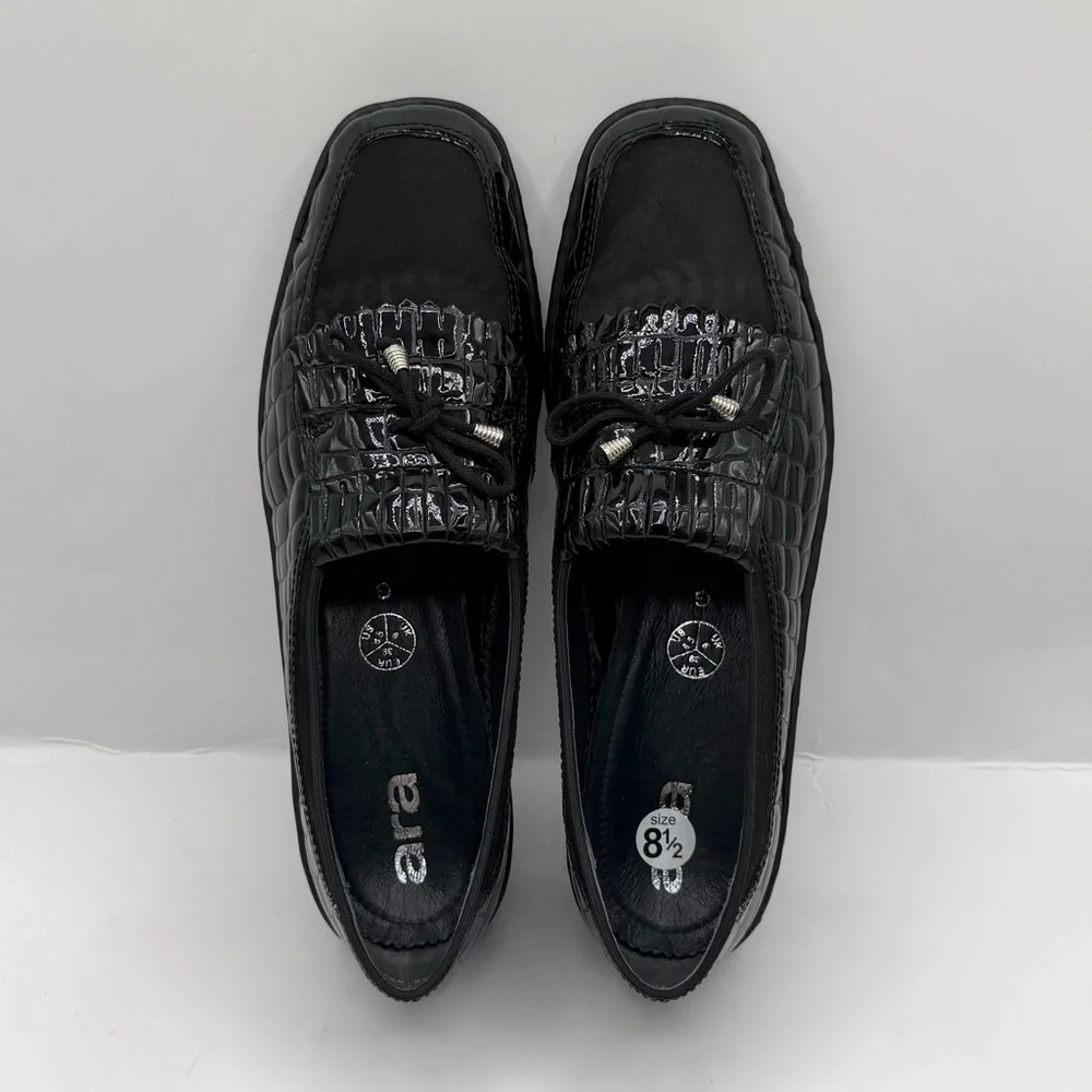 Ara Rachel Women's Loafers: Black Faux Croc Patterned - Size 8.5 US - Picture 3 of 8